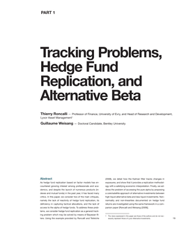 Tracking Problems, Hedge Fund Replication, and Alternative Beta