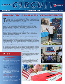 USTA PRO CIRCUIT EMBRACES ADOPT-A-UNIT EFFORT He USTA Has Made a Commitment to Supporting the Armed Forces Through S E M A