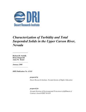 Characterization of Turbidity and Total Suspended Solids in the Upper Carson River, Nevada