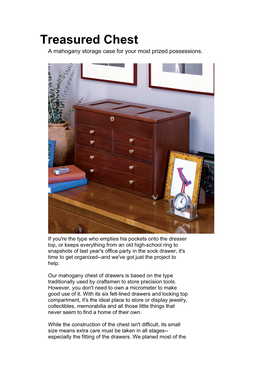 Treasured Chest a Mahogany Storage Case for Your Most Prized Possessions