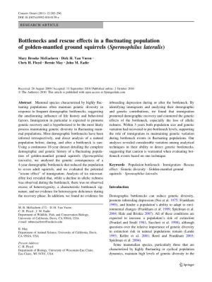 Bottlenecks and Rescue Effects in a ﬂuctuating Population of Golden-Mantled Ground Squirrels (Spermophilus Lateralis)