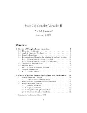 Math 756 Complex Variables II