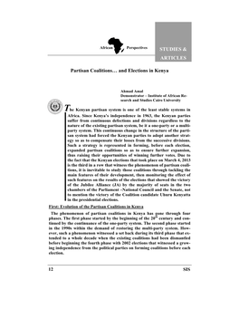 Partisan Coalitions… and Elections in Kenya STUDIES & ARTICLES