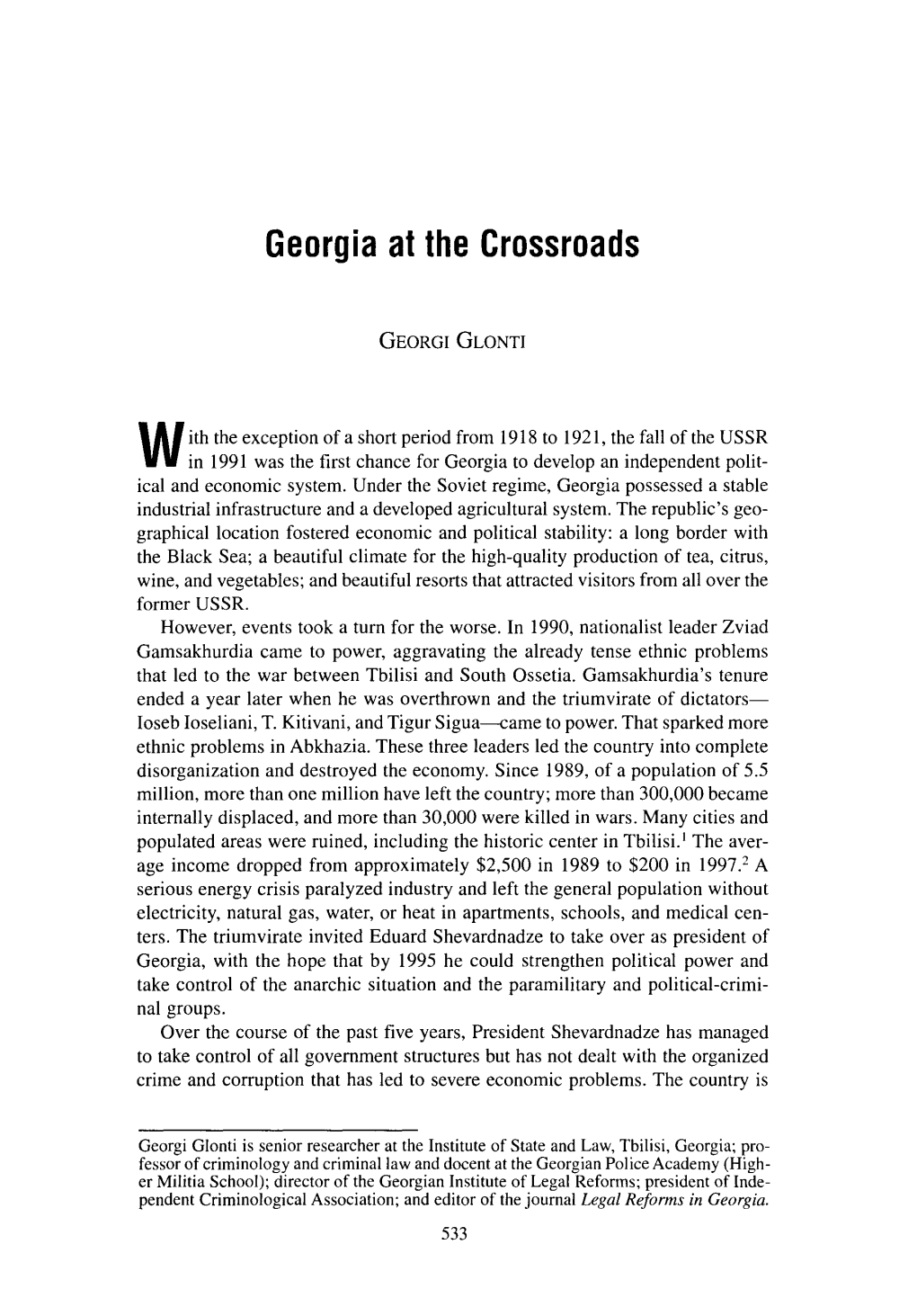 Georgia at the Crossroads