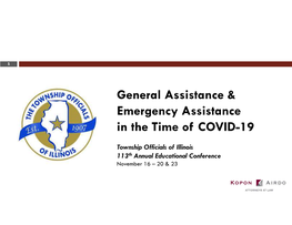 General Assistance & Emergency Assistance in the Time of COVID-19