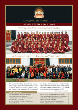 The Sangye Yeshe Monastic Shedra in Association with Rangjung