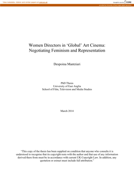 Women Directors in 'Global' Art Cinema: Negotiating Feminism And