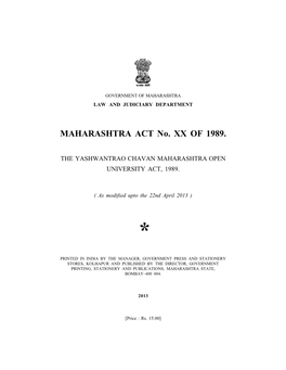 MAHARASHTRA ACT No. XX of 1989