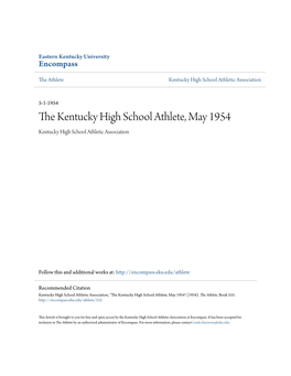 The Kentucky High School Athlete, May 1954 Kentucky High School Athletic Association