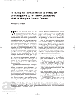 Following the Nyinkka: Relations of Respect and Obligations to Act in the Collaborative Work of Aboriginal Cultural Centers
