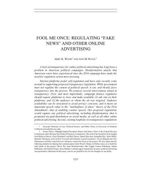 Regulating “Fake News” and Other Online Advertising
