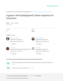 A Genus-Level Phylogenetic Linear Sequence of Monocots