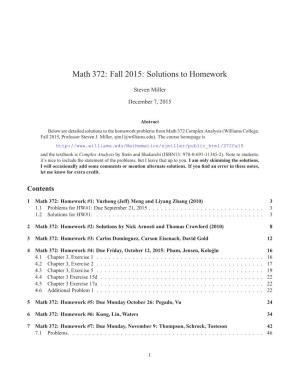 Math 372: Fall 2015: Solutions to Homework