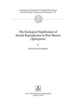 The Ecology of Sexual Reproduction in Sphagnum