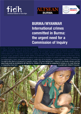 BURMA / MYANMAR International Crimes Committed in Burma: the Urgent Need for a Commission of Inquiry