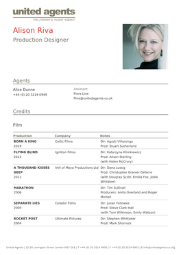 Alison Riva Production Designer