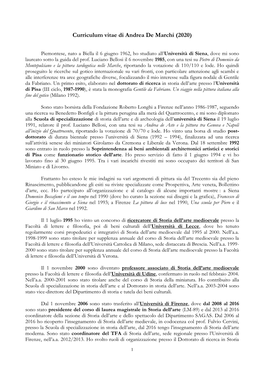 Curriculum Vitae Di Andrea De Marchi (2020)
