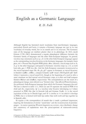 English As a Germanic Language R