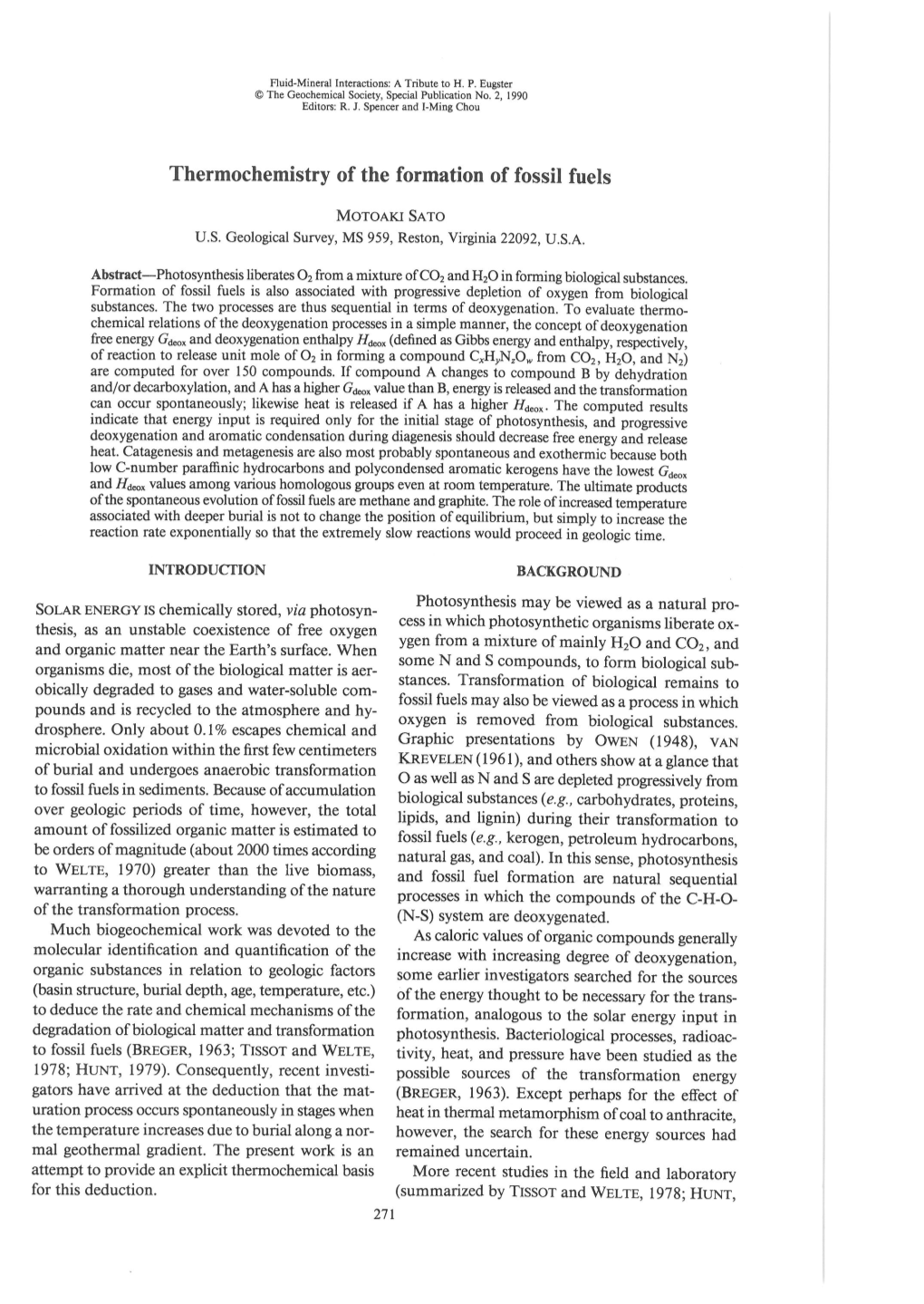 Thermochemistry of the Formation of Fossil Fuels