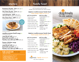 Daphne's 2021 Paper Menus UPDATES