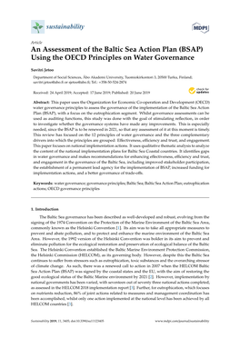 An Assessment of the Baltic Sea Action Plan (BSAP) Using the OECD Principles on Water Governance