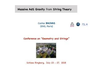Bachas: Massive Ads Gravity from String Theory