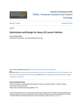 Optimization and Design for Heavy Lift Launch Vehicles