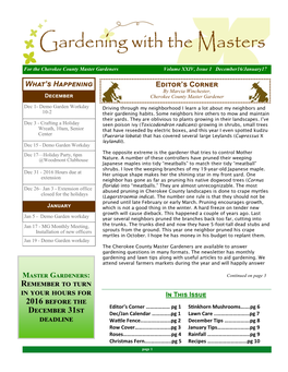 Master Gardeners Volume XXIV, Issue 1 December16/January17