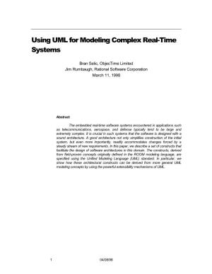 Using UML for Modeling Complex Real-Time Systems