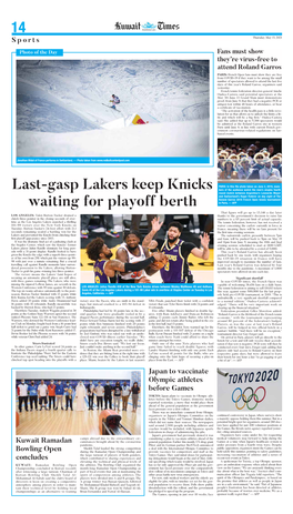 Last-Gasp Lakers Keep Knicks Waiting for Playoff Berth