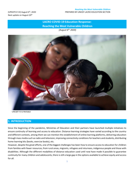 LACRO COVID-19 Education Response: Reaching the Most Vulnerable Children [August 6Th, 2020]