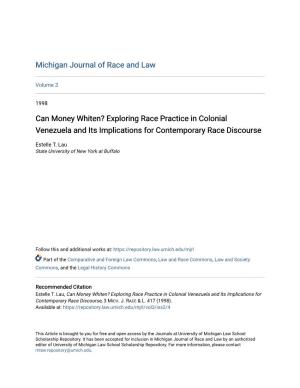 Can Money Whiten? Exploring Race Practice in Colonial Venezuela and Its Implications for Contemporary Race Discourse