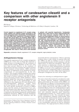 Key Features of Candesartan Cilexetil and a Comparison with Other Angiotensin II Receptor Antagonists