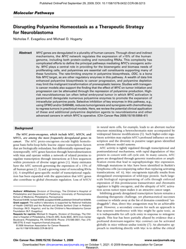 Disrupting Polyamine Homeostasis As a Therapeutic Strategy for Neuroblastoma Nicholas F
