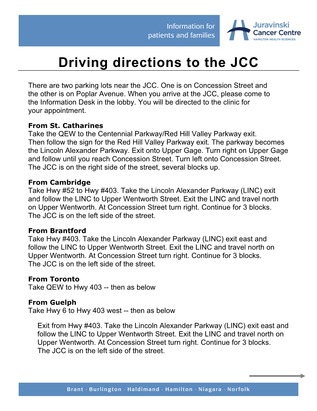 Driving Directions to the JCC