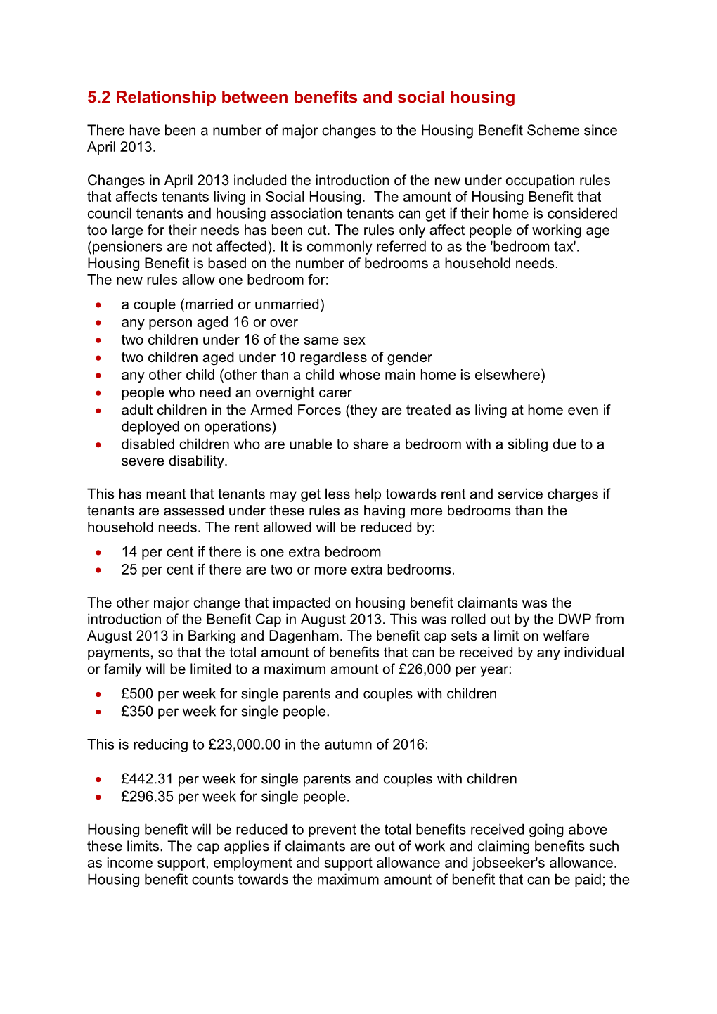 5.2 Relationship Between Benefits and Social Housing (2016)