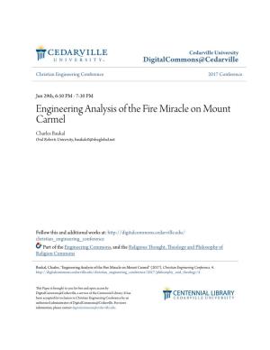 Engineering Analysis of the Fire Miracle on Mount Carmel Charles Baukal Oral Roberts University, Baukalc0@Sbcglobal.Net