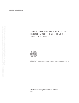 The Archaeology of Houses and Households in Ancient Crete School of Classical Studies At