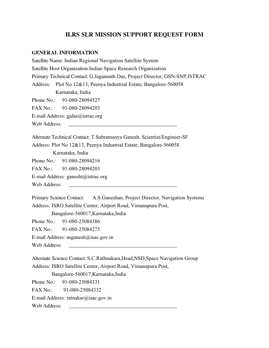 Ilrs Slr Mission Support Request Form