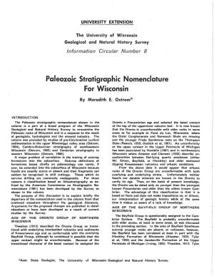 Paleozoic Stratigraphic Nomenclature for Wisconsin (Wisconsin