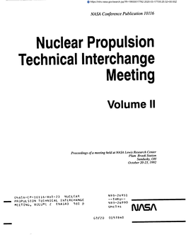 Nuclearpropulsion Technicalinterchange Meeting