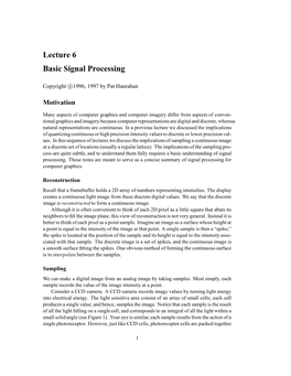 Lecture 6 Basic Signal Processing