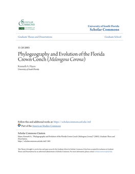 Phylogeography and Evolution of the Florida Crown Conch (&lt;Em&gt;Melongena Corona&lt;/Em&gt;)