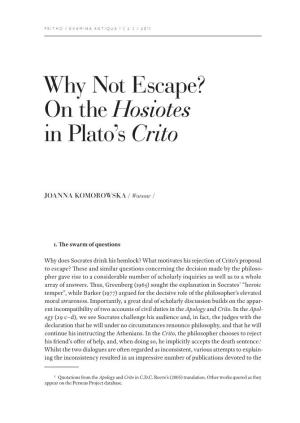 On the Hosiotes in Plato's Crito