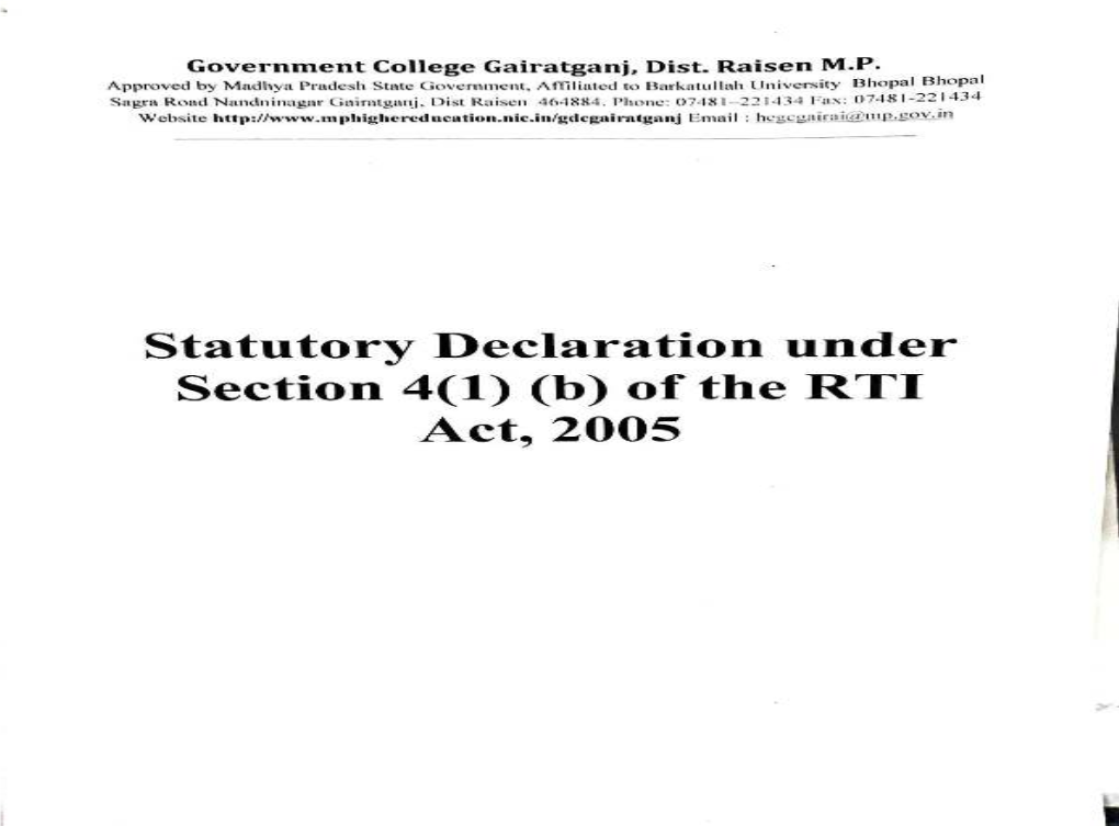 Statutory Declaration Under Section 4(1) (B) Of The RTI Act, 2005 ...