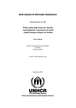 A Participatory Assessment of Social Capital Among Refugees in Jordan