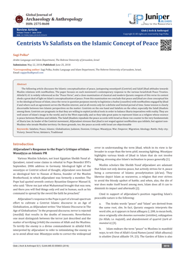 Centrists Vs Salafists on the Islamic Concept of Peace