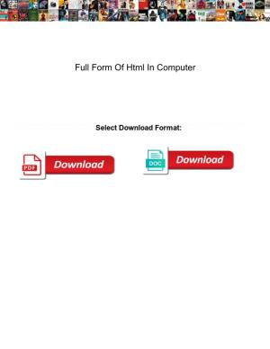 Full Form of Html in Computer