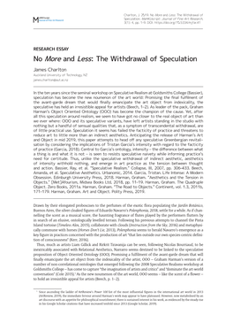The Withdrawal of Speculation