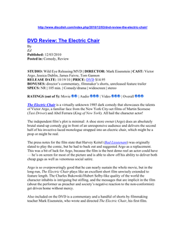 DVD Review: the Electric Chair by Ed Published: 12/03/2010 Posted In: Comedy, Review